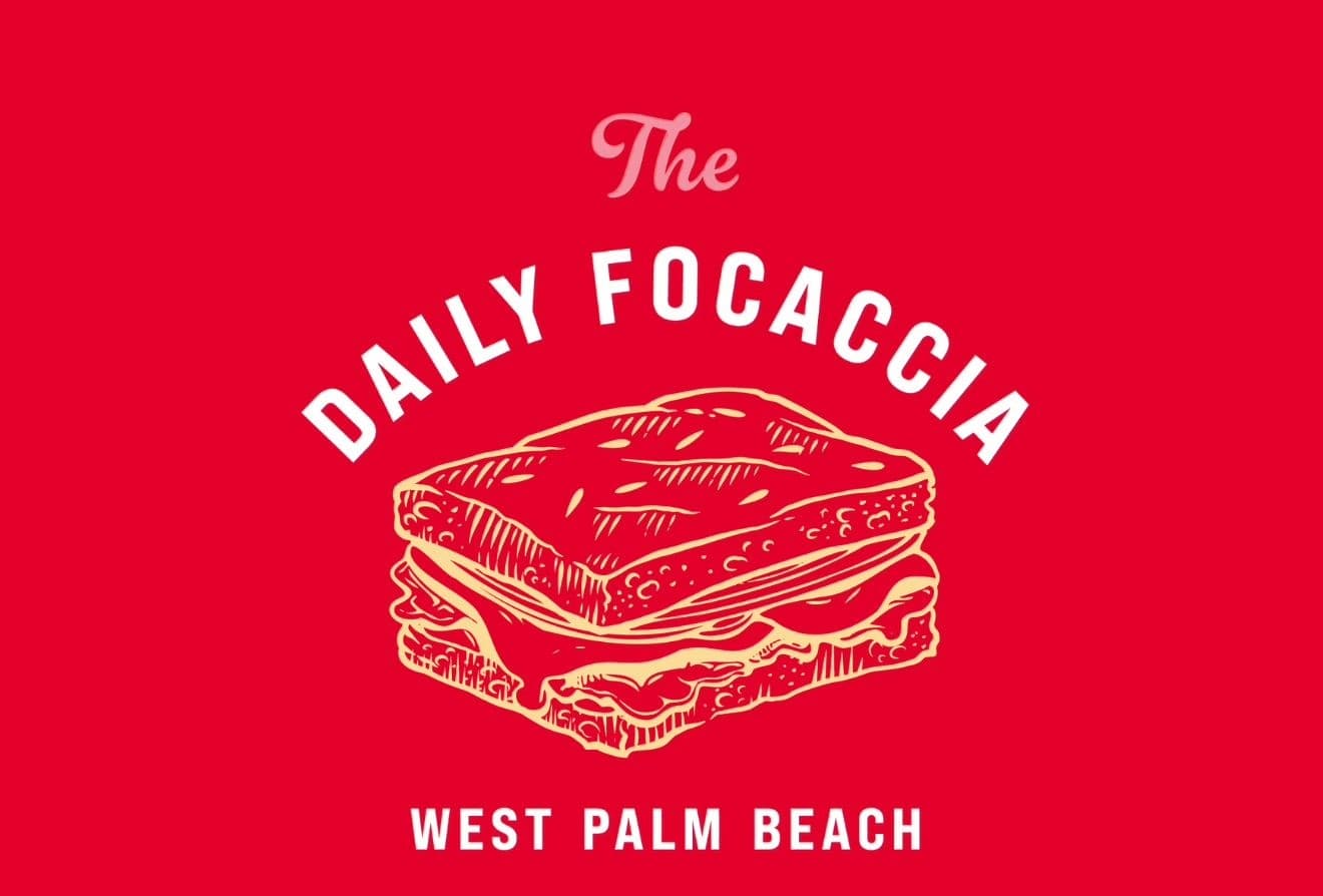 The Daily Focaccia, West Palm Beach — logo with an illustrated focaccia sandwich